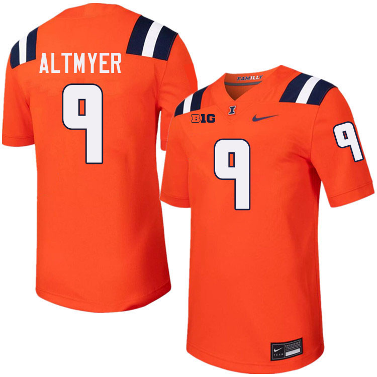 #9 Luke Altmyer Illinois Fighting Illini Football Jersey,Uniforms-Orange